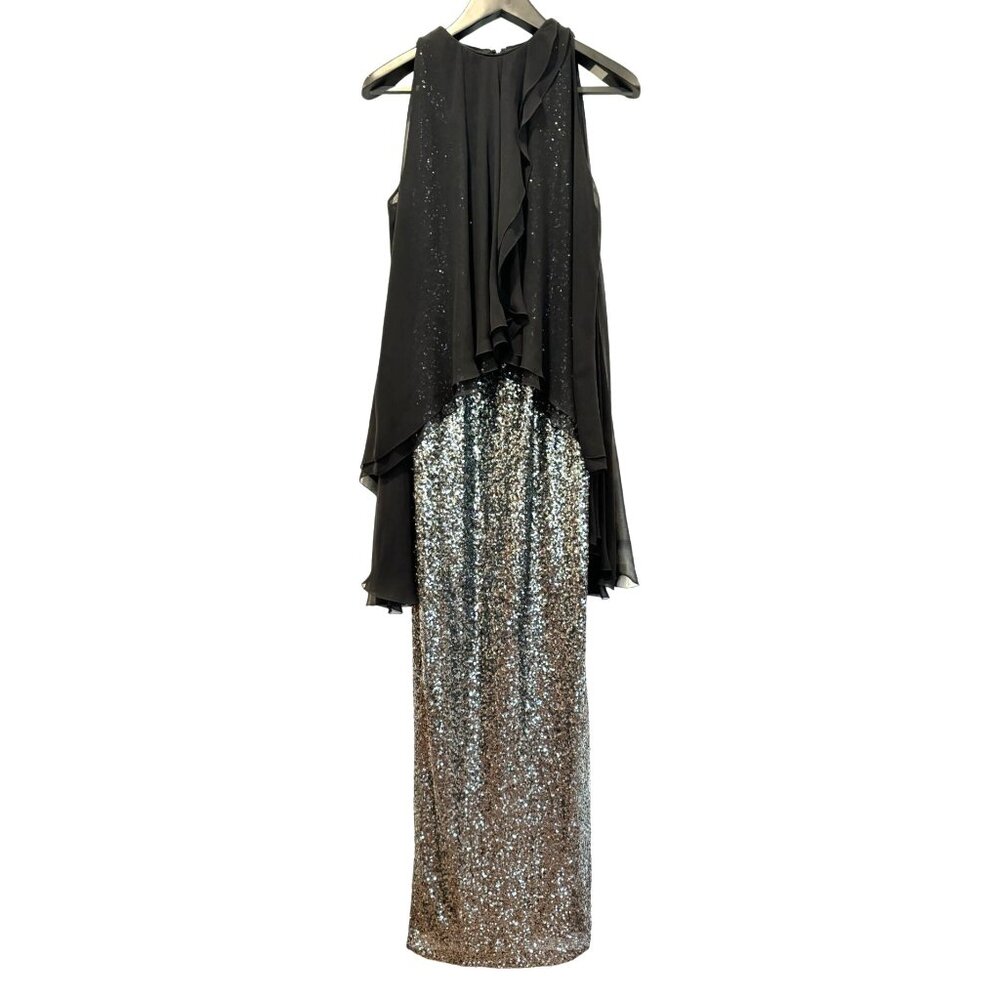 Talbot Runhof Silver Sequin Gown Full Slip Retails $2,234 Women's Size EU38/L